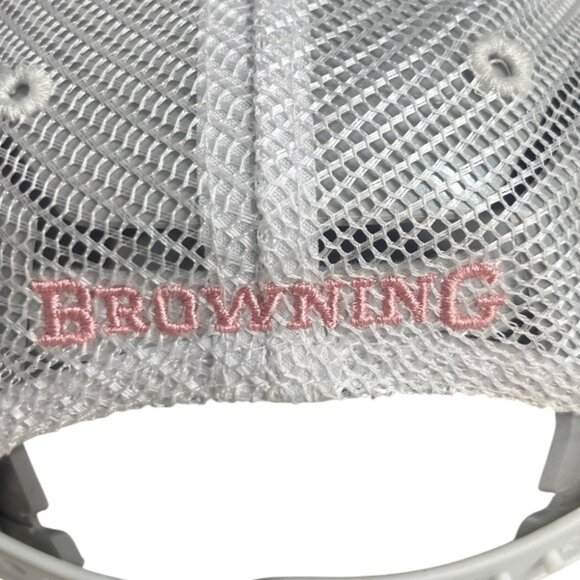 Browning Camo Trucker Hat Mesh Back Pink Gray Embroidered Logo Adjustable - Picture 7 of 8